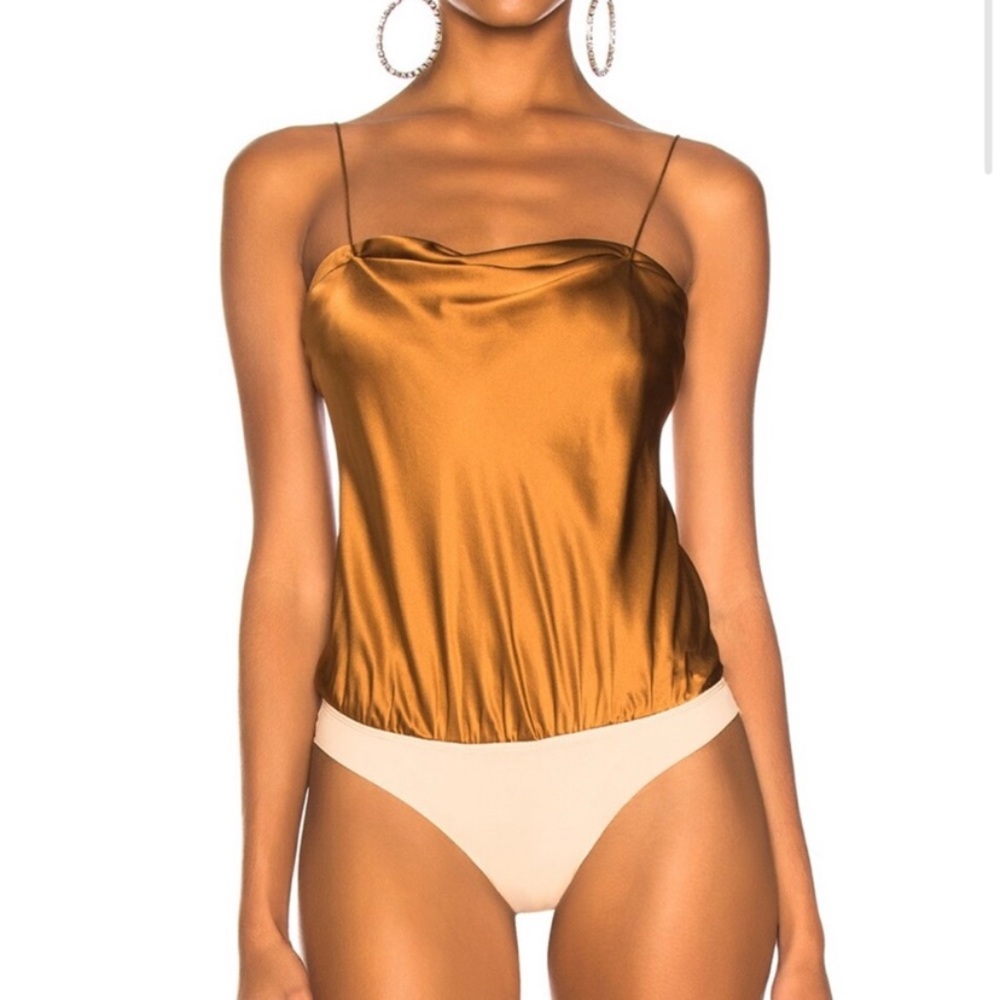 Alix Dean Silk Bodysuit in Copper S